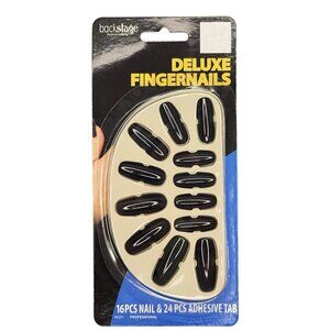 Black Fingernails Press On Adhesive Goth Witch Vampire Costume Halloween